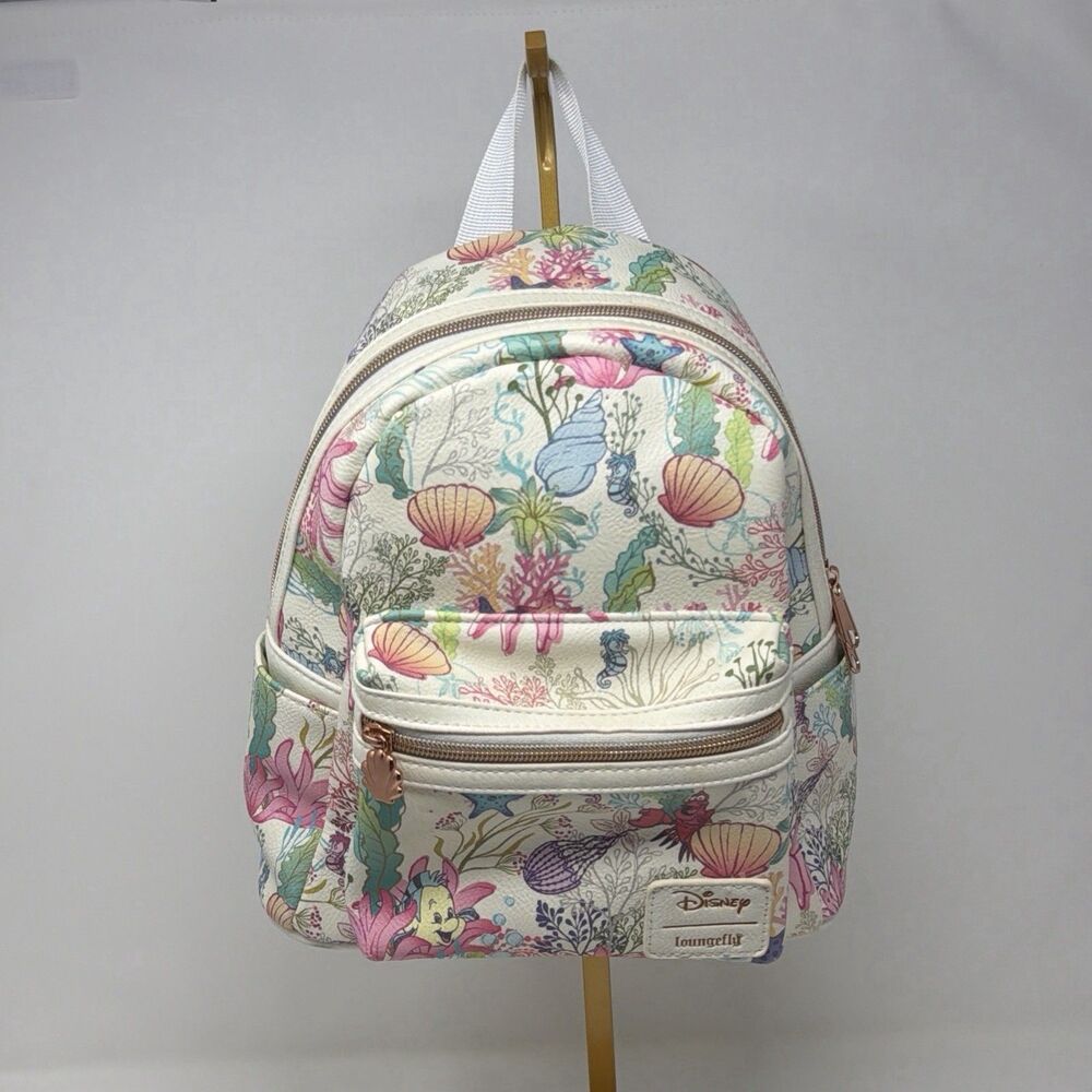 Disney Loungefly Ariel Under the Sea Mini Backpack Seashell Floral Pastel